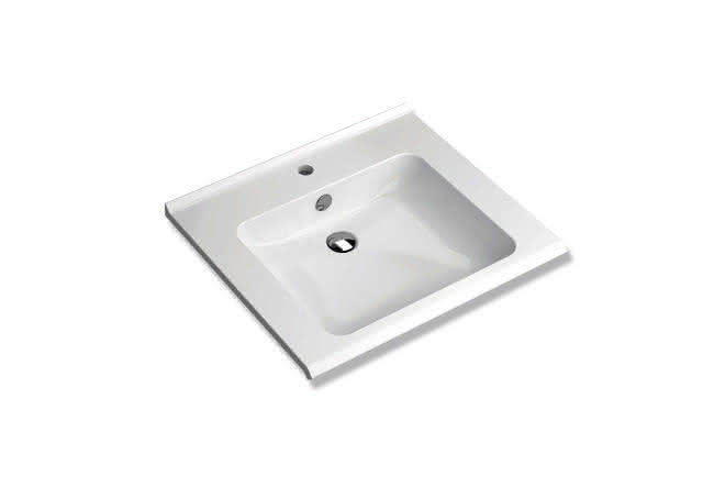 HEWI Waschtisch S-Form, modular mit Überlauf, 650x550mm, 1 HL