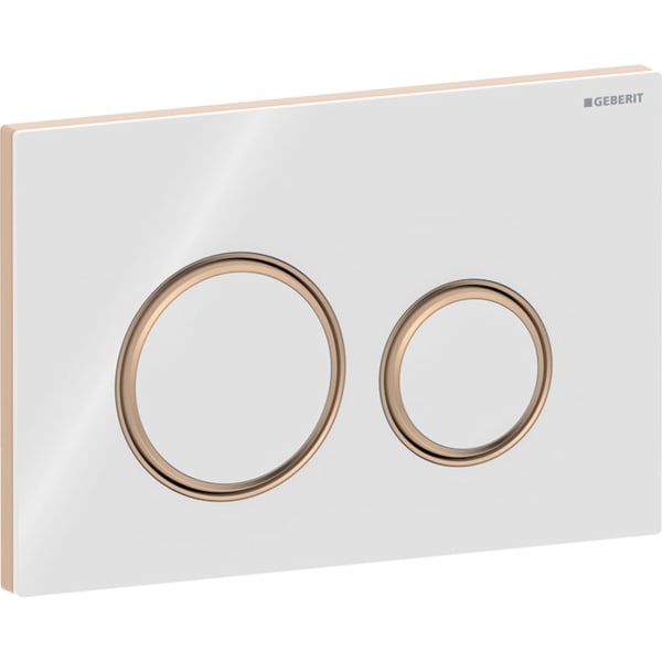 Geberit Sigma50 BetPl., rund, 2-Mengen-Sp. rotgold gebü., Etc/weiß Glas/rotgold