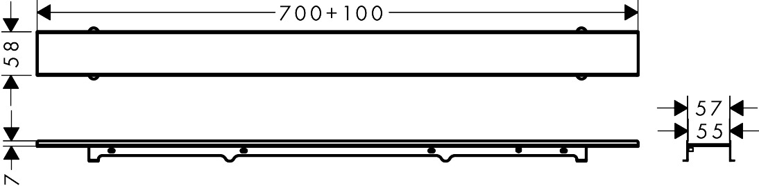 Hansgrohe RainDrain Rock Duschrinne 800 mm  kürzbar und befliesbar
