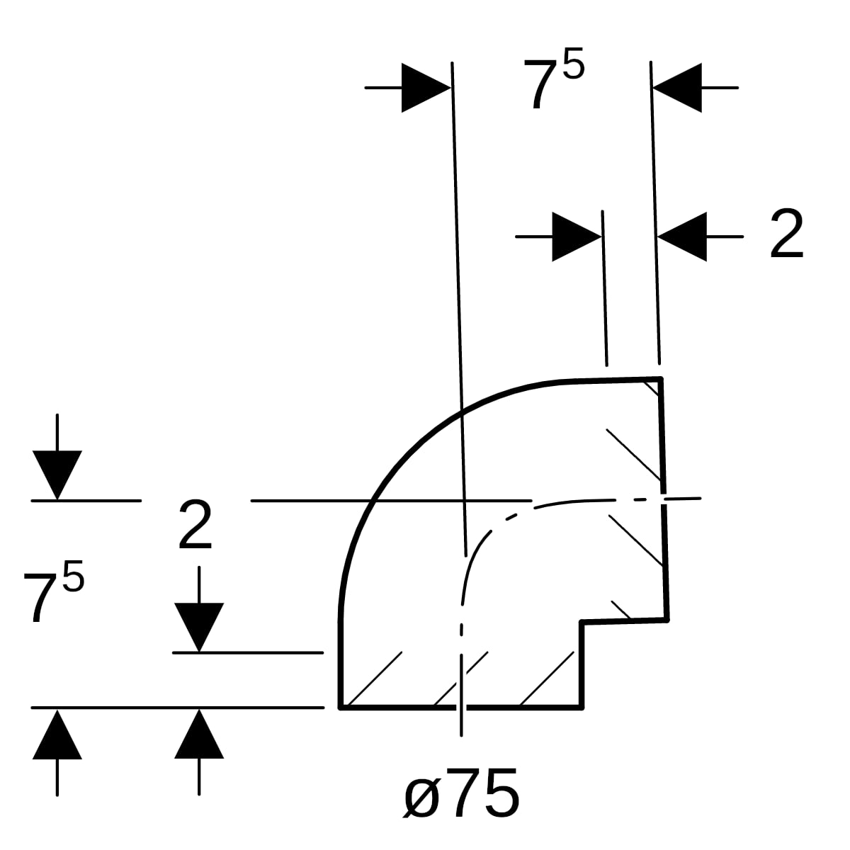 Geberit PE Bogen 88,5Gr d75