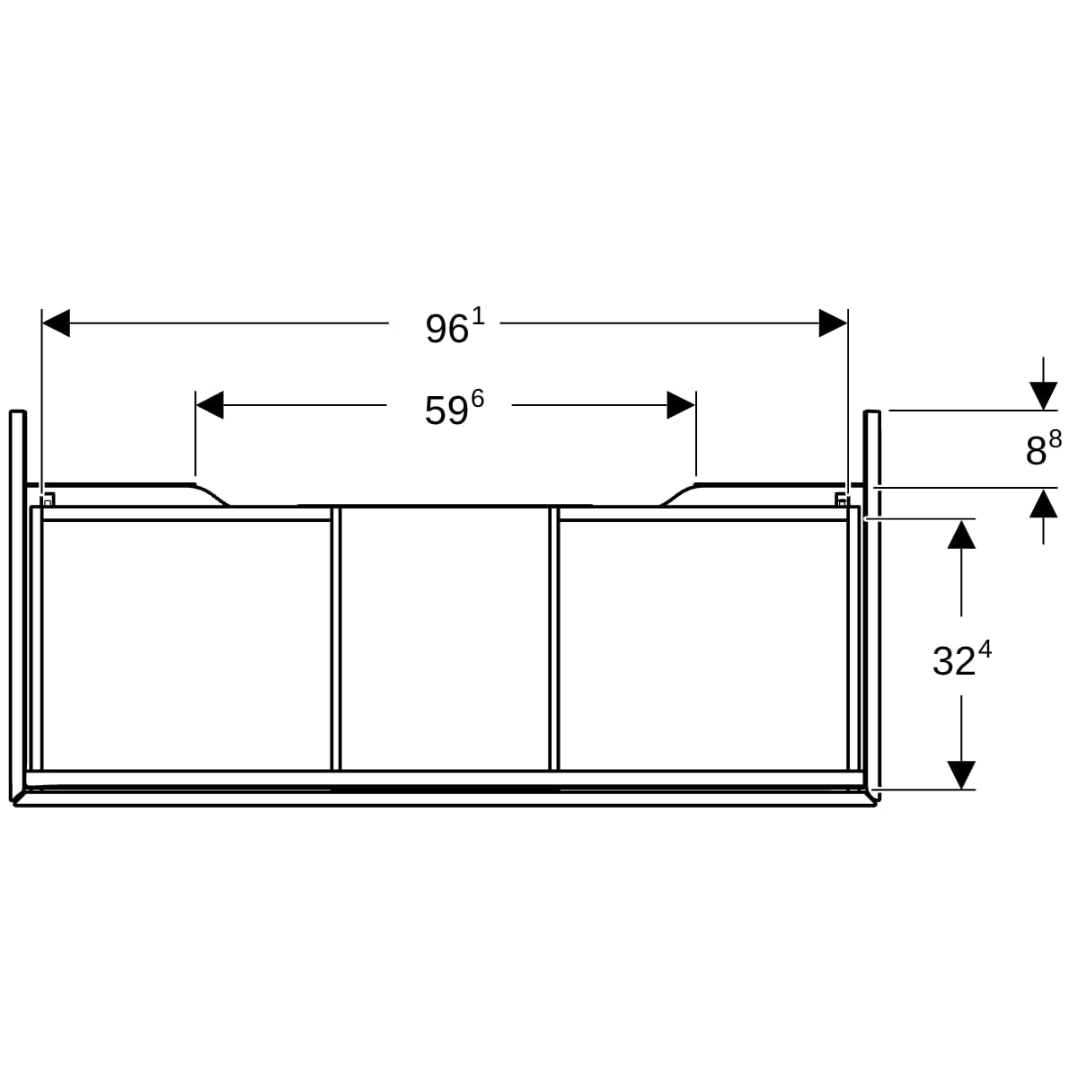 Geberit ONE Unterschrank für WT/-Platte 1 Schubl., 103,6x26,6x47cm,Nussb.hickory