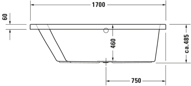 Duravit Whirlwanne Paiova 1700x1000mm, weiß Einbauversion, Ecke li. Combi E