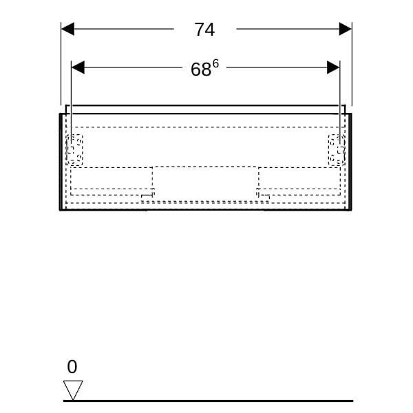 Geberit ONE Unterschrank für WT/-Platte 1 Schubl., 74x26,6x47cm, sandgrau hgl.