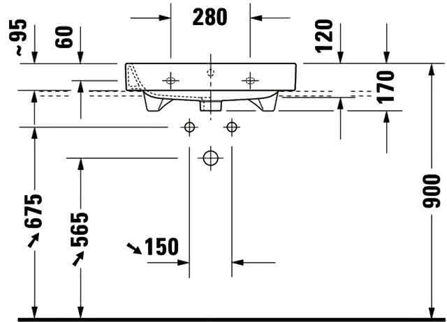 DU Möbelwaschtisch Happy D.2 600 mm mit ÜL, mit HLB, 1 HL geschl.