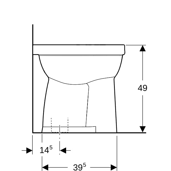 Geberit Renova Comfort Stand-WC Flachspüler erhöht, Abgang vertikal, weiß