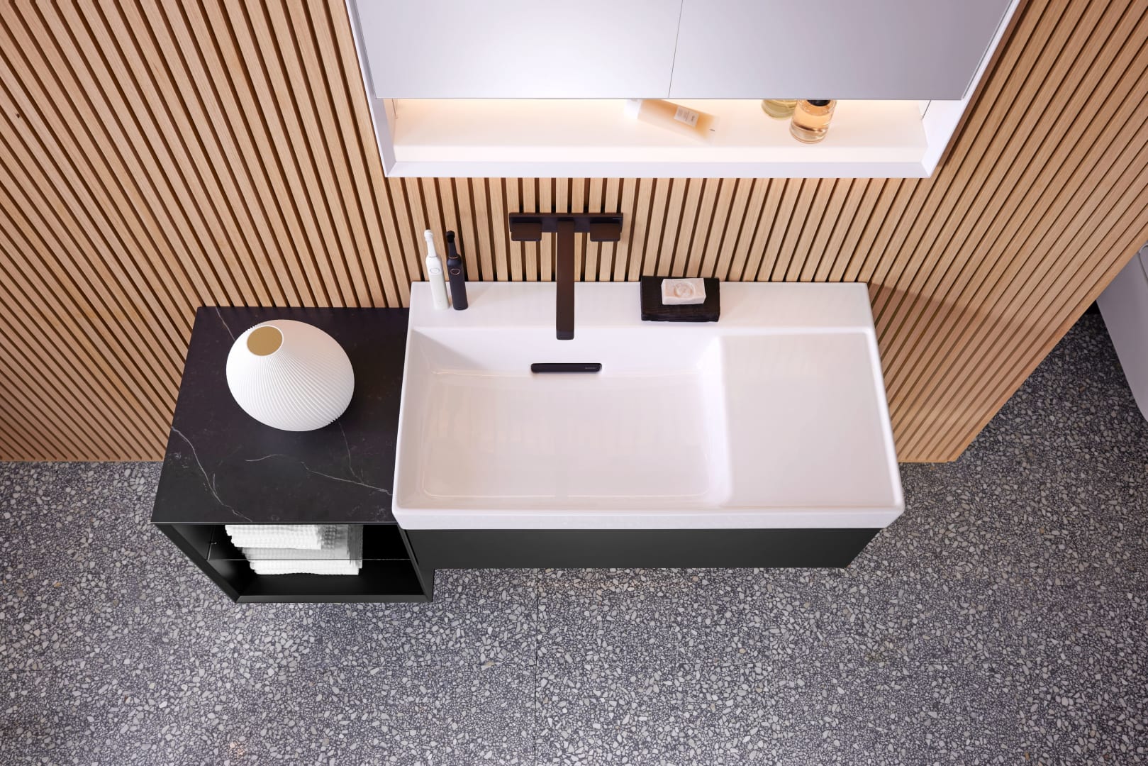 Geberit ONE Abdeck. f. Seitenschrank/-Element 45x0,4x46,5cm, Marmoroptik schwarz matt