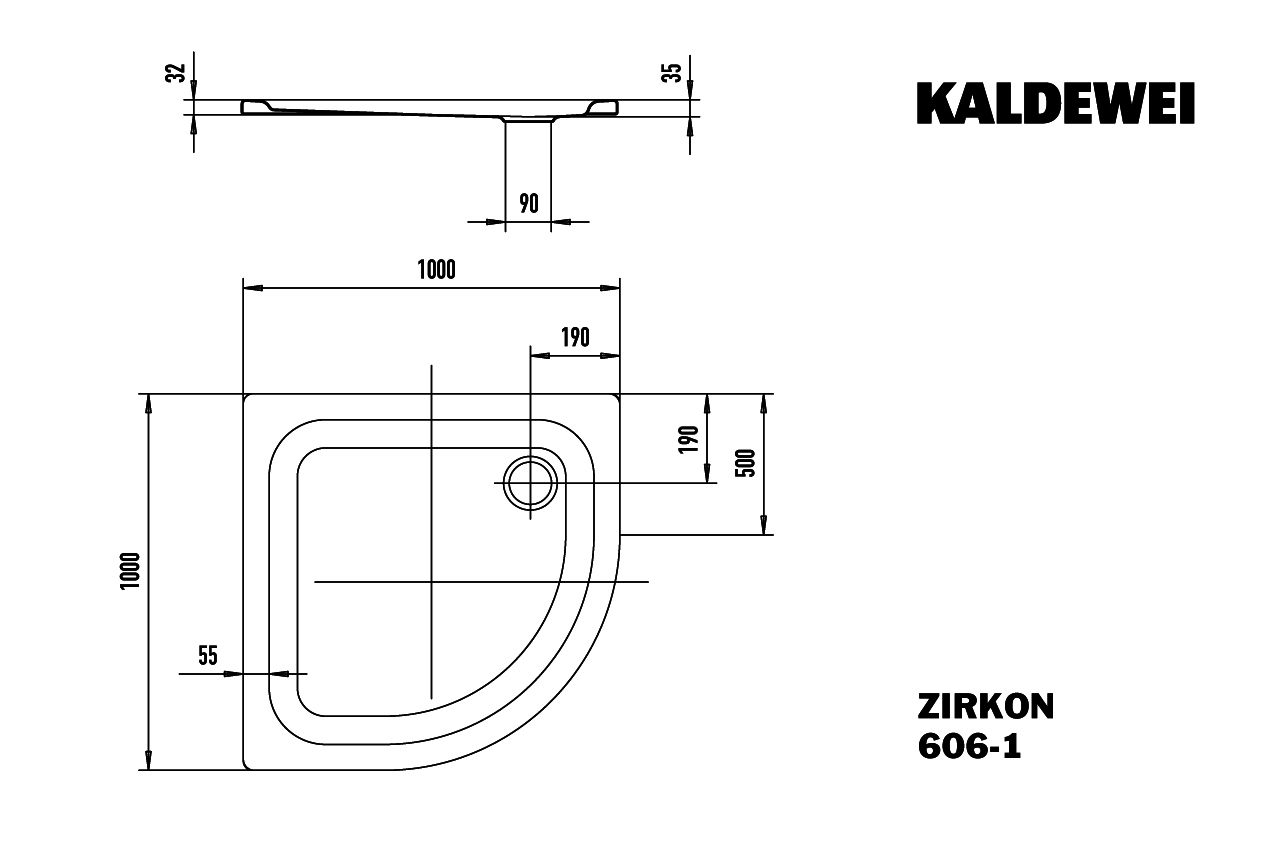 KA DW ZIRKON Mod.606-1,1000x1000mm, alpinweiß,Perl-Effekt