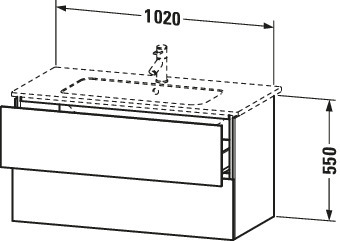 DU WTU wandhängend L-Cube 481x1020x550mm 2 SchKa, f.233610, graphit matt