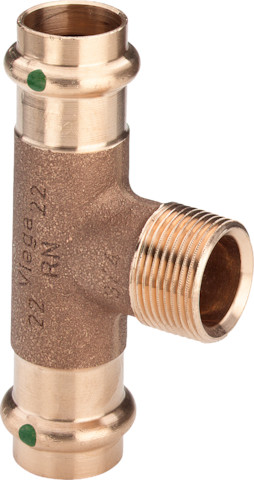 Viega T-Stück mit SC Sanpress 2217.1 in 22mm x R3/4 x 22mm Siliziumbronze