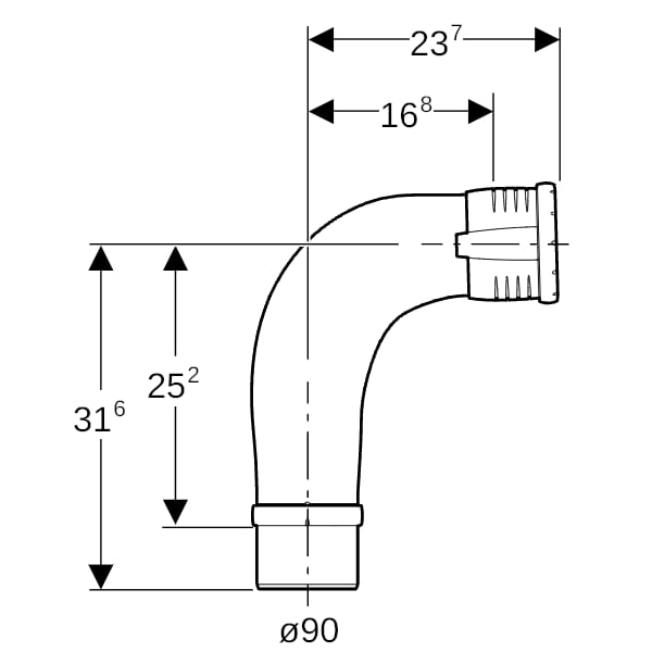 Geberit Silent-Pro BackFlip Bogen MX d90