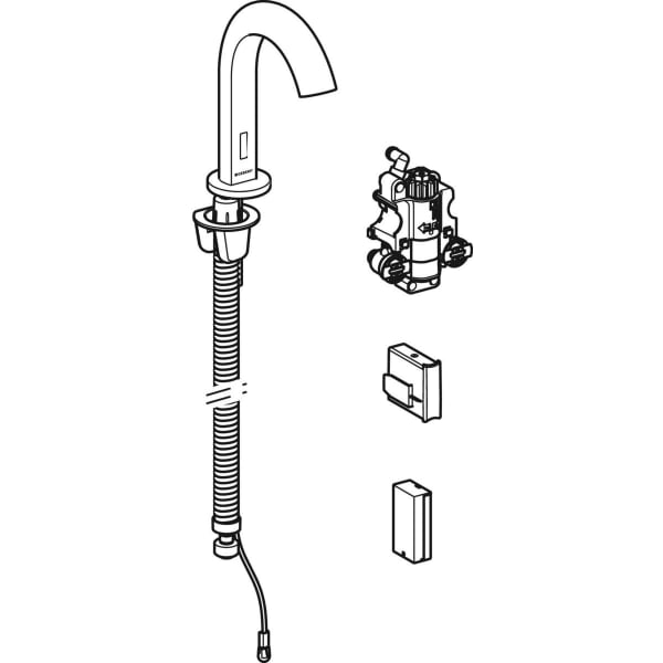 Geberit Piave WT-Arm., Standmontage, Batterie für UP-Funkt.Box, m.Therm.Misch., chrg