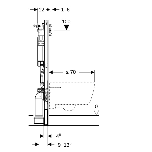 Geberit Duofix Element f. WWC, 112 cm Sigma UP-SPK 12cm, Power & Connect Box