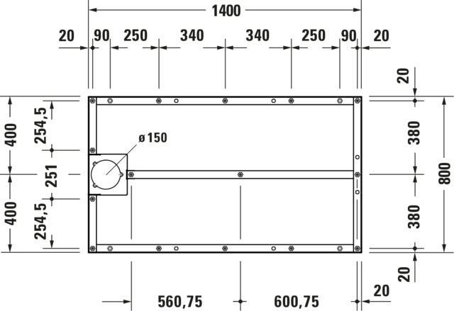 DU Fußgestell für Stonetto Duschwanne 1400x800mm