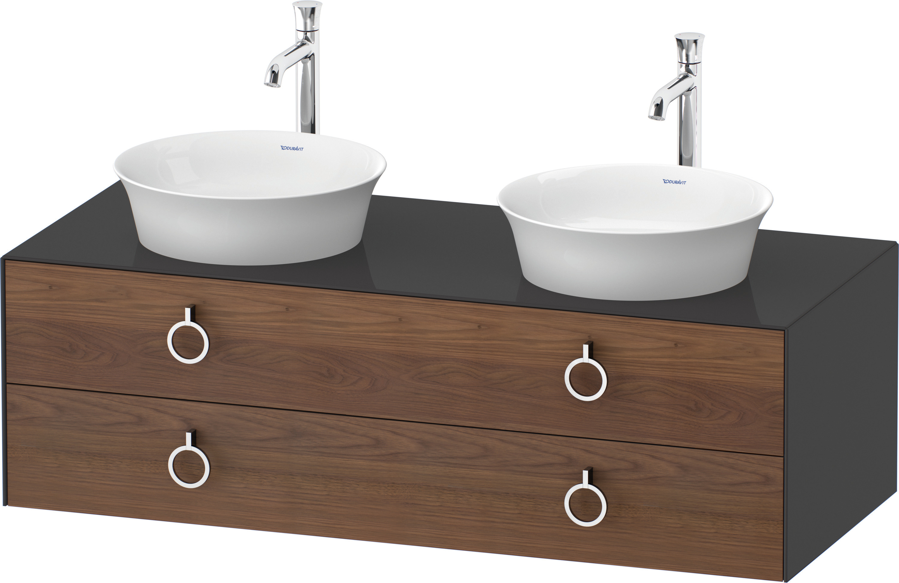 Duravit WTU wandh.White Tulip,2Schk.,m.Griff Aus.b,408x1300x550,A.Nussb.M./Graph.HGL