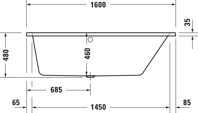 Duravit No.1 Whirlwanne Duravit 1600x850mm Einbau R., 1 Rückens.,Trapezför., Weiß