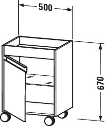 DU Rollcontainer Ketho 360x500x670mm 1 Tür, TA links, weiß matt