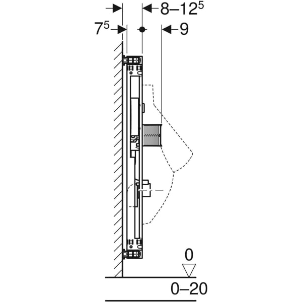 Geberit Kombifix Element für Urinal 109-127cm Universal, verdeckte Steuerung