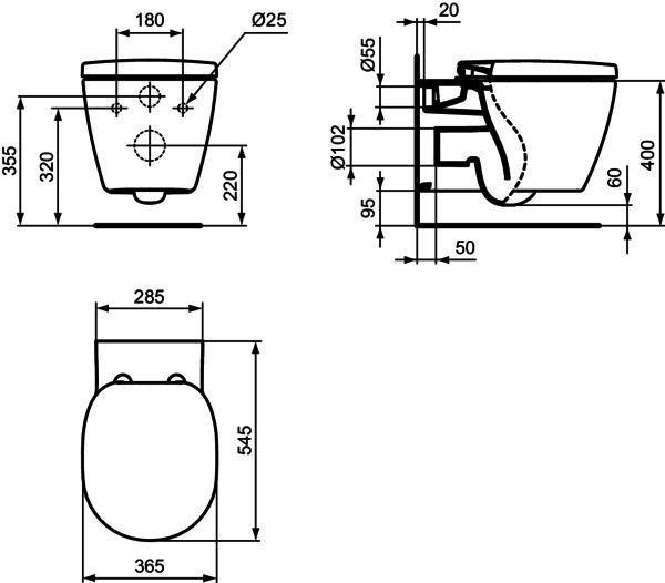 IS WC-Paket Connect AquaBlade m.WC-Sitz Softclosing 365x540x340mm Weiß
