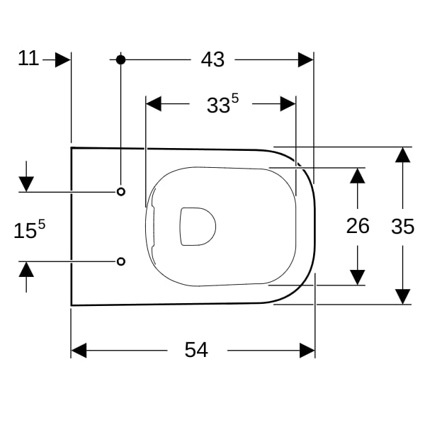 Geberit Smyle Wand-WC, eckig, Tiefspüler geschlossene Form, Rimfree, weiß