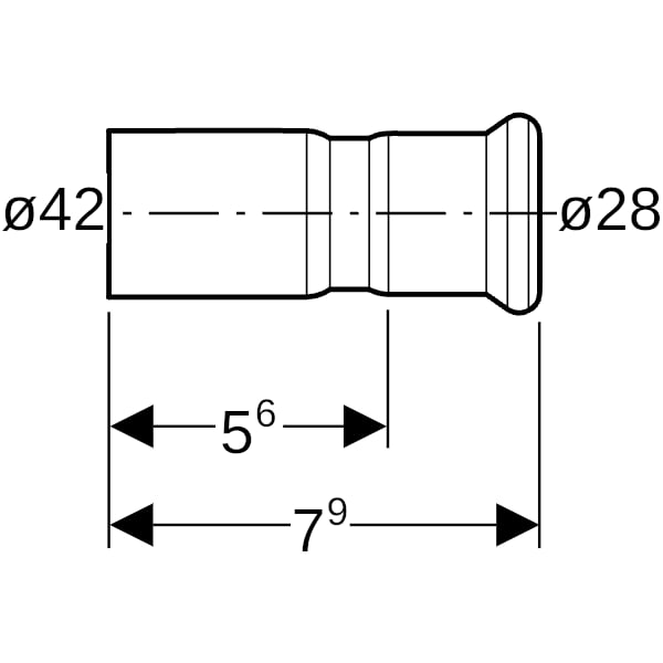 Geberit Mapress Kupfer Reduktion mit Einschubende (Gas) d42-28