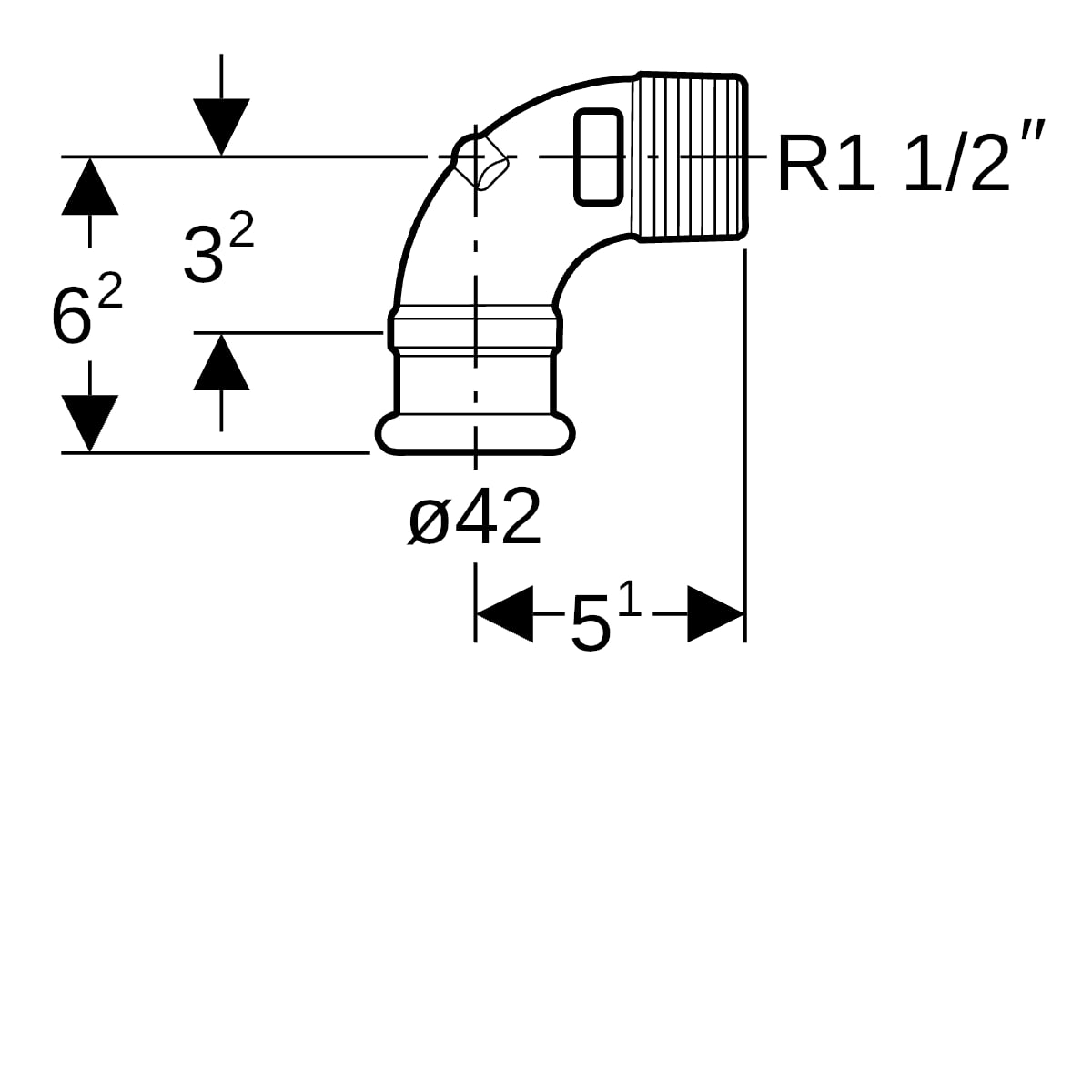 Geberit Mapress Kupfer Übergangswinkel 90Gr mit AG Rg d42-R1 1/2