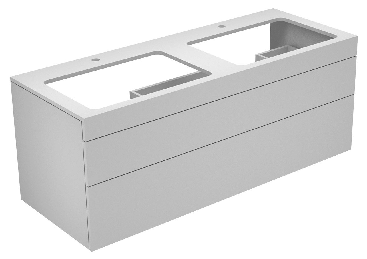 KEUCO Waschtischunterbau Edition 400 31574, 2 Auszüge, weiß/Glas anthrazit klar