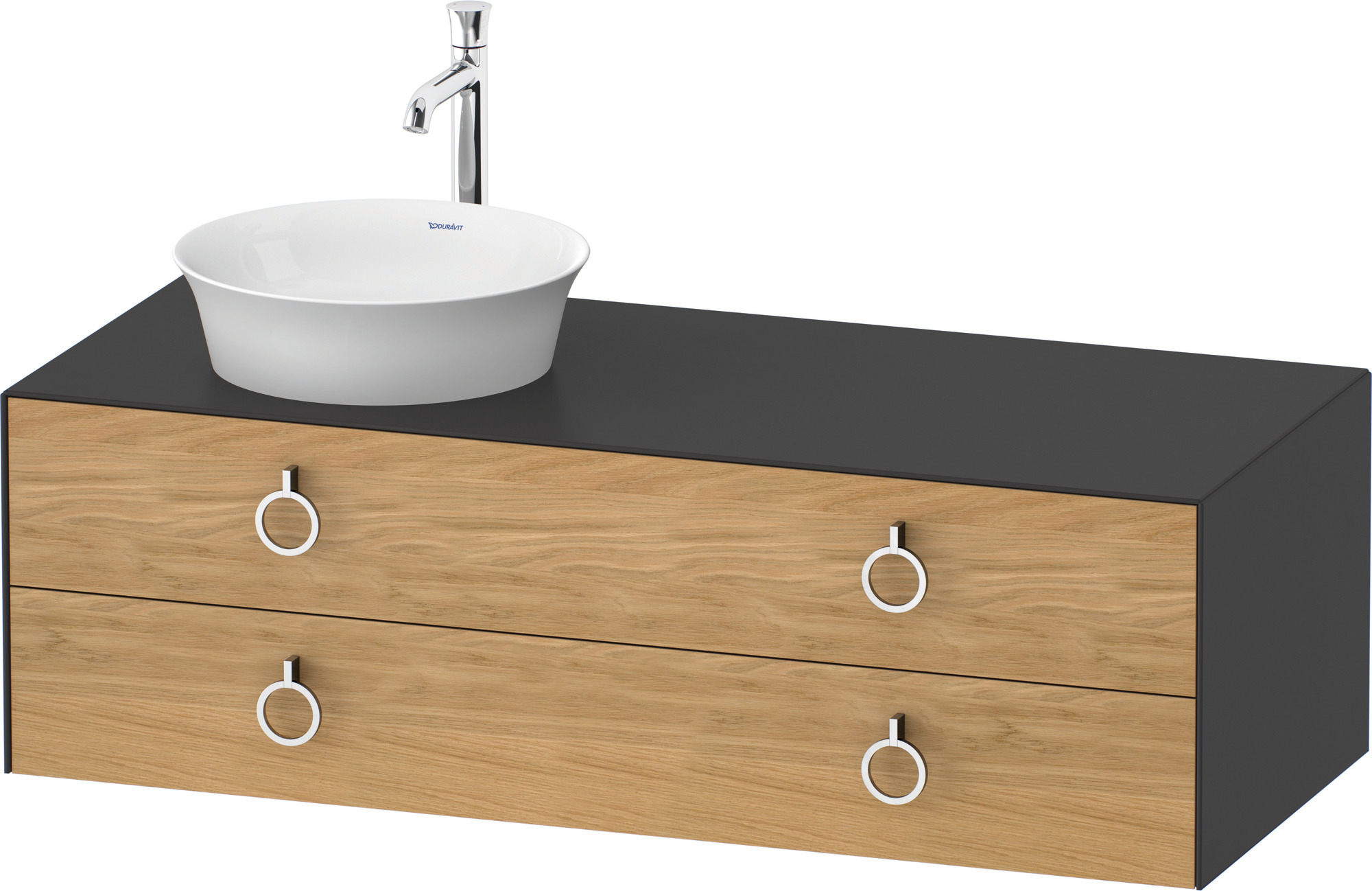 Duravit WTU wandh.White Tulip,2Schk.,m.Griff Aus.l,408x1300x550,Eiche N.M./Graph.Sdm