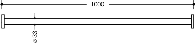 HEWI Vorhangstange Ser 801, d:33, L:1000mm, mit 10 Ringen reinweiß