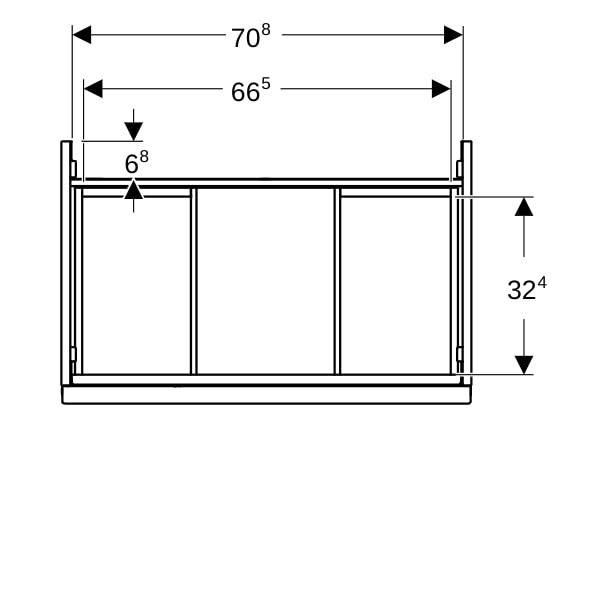 Geberit Acanto US für WT B:75cm, 1 Schubl. 1 i.Schubl., lava matt/Glas lava