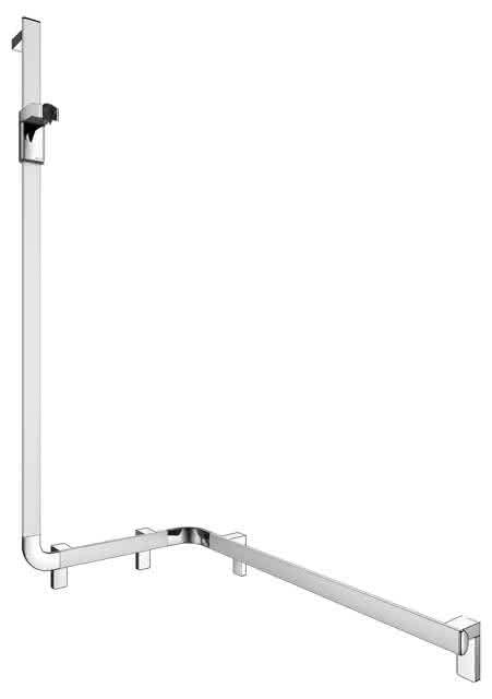 KEUCO Duschhandlauf AXESS 35008, m.Br.stg. li. 850/531/1301mm si.-elox.