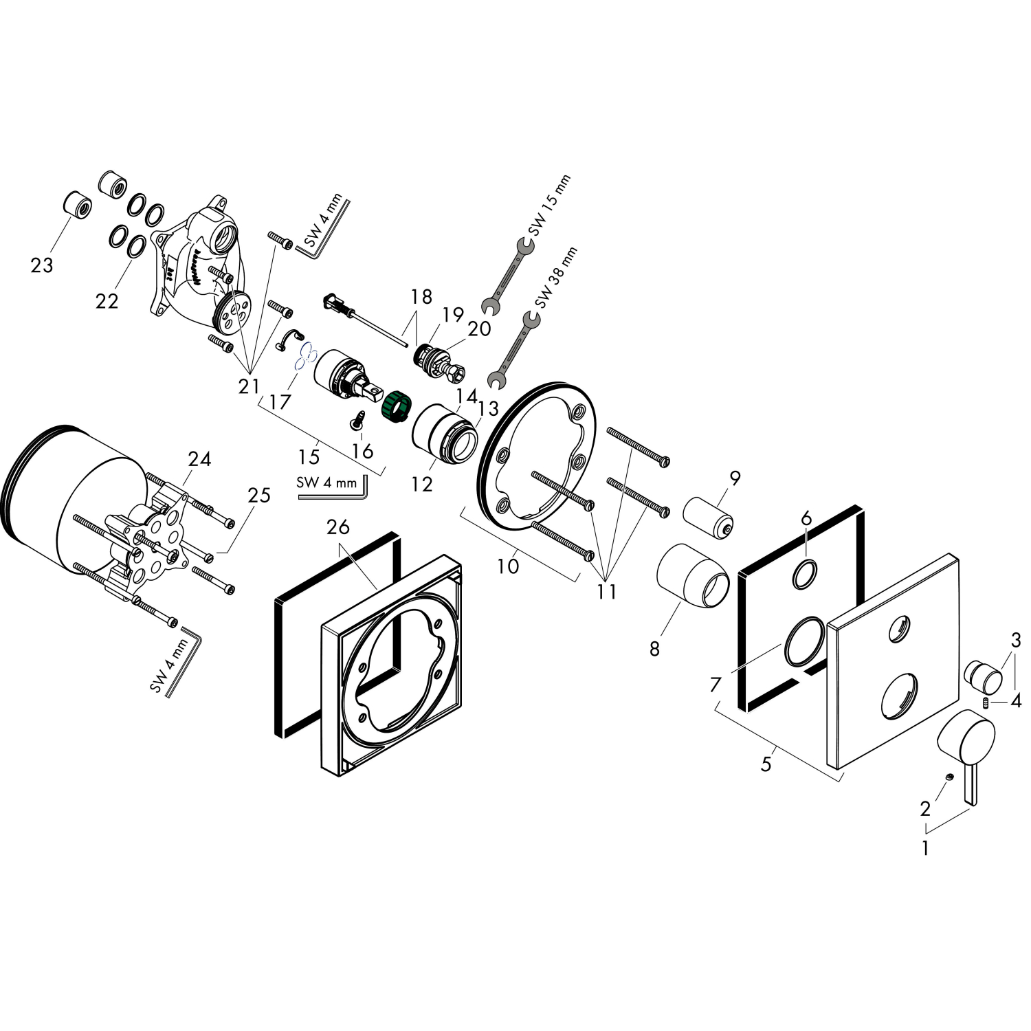 Hansgrohe Wannenmischer Unterputz Finoris Fertigset mattschwarz