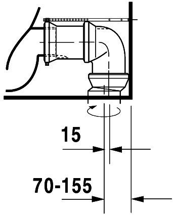 DU Stand-WC Kombi Starck 3 655 mm Tiefspüler,f.SPK,Abg.Vario,weiß,HYG