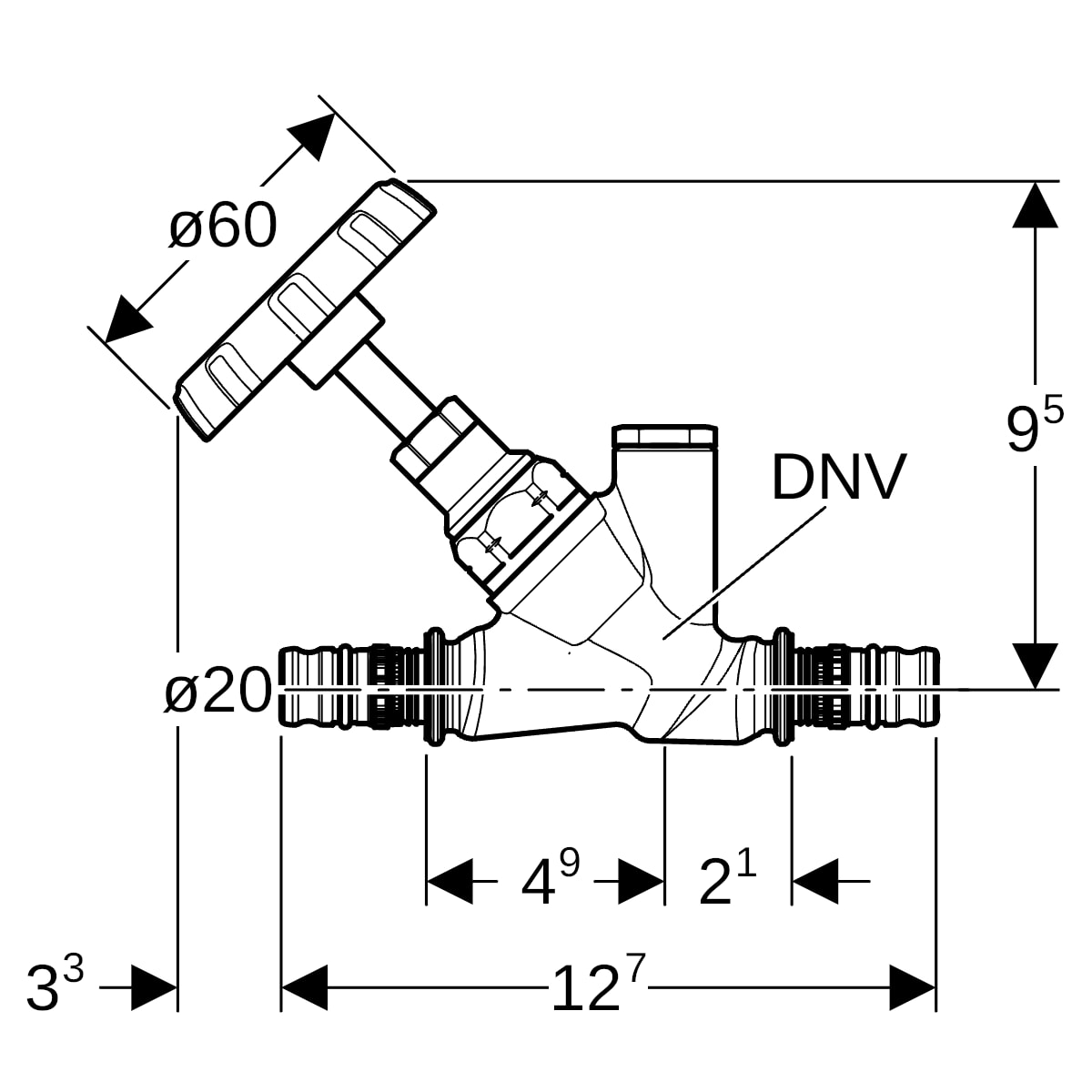 Geberit Mepla Schrägsitz-Absperrventil d20 RG+