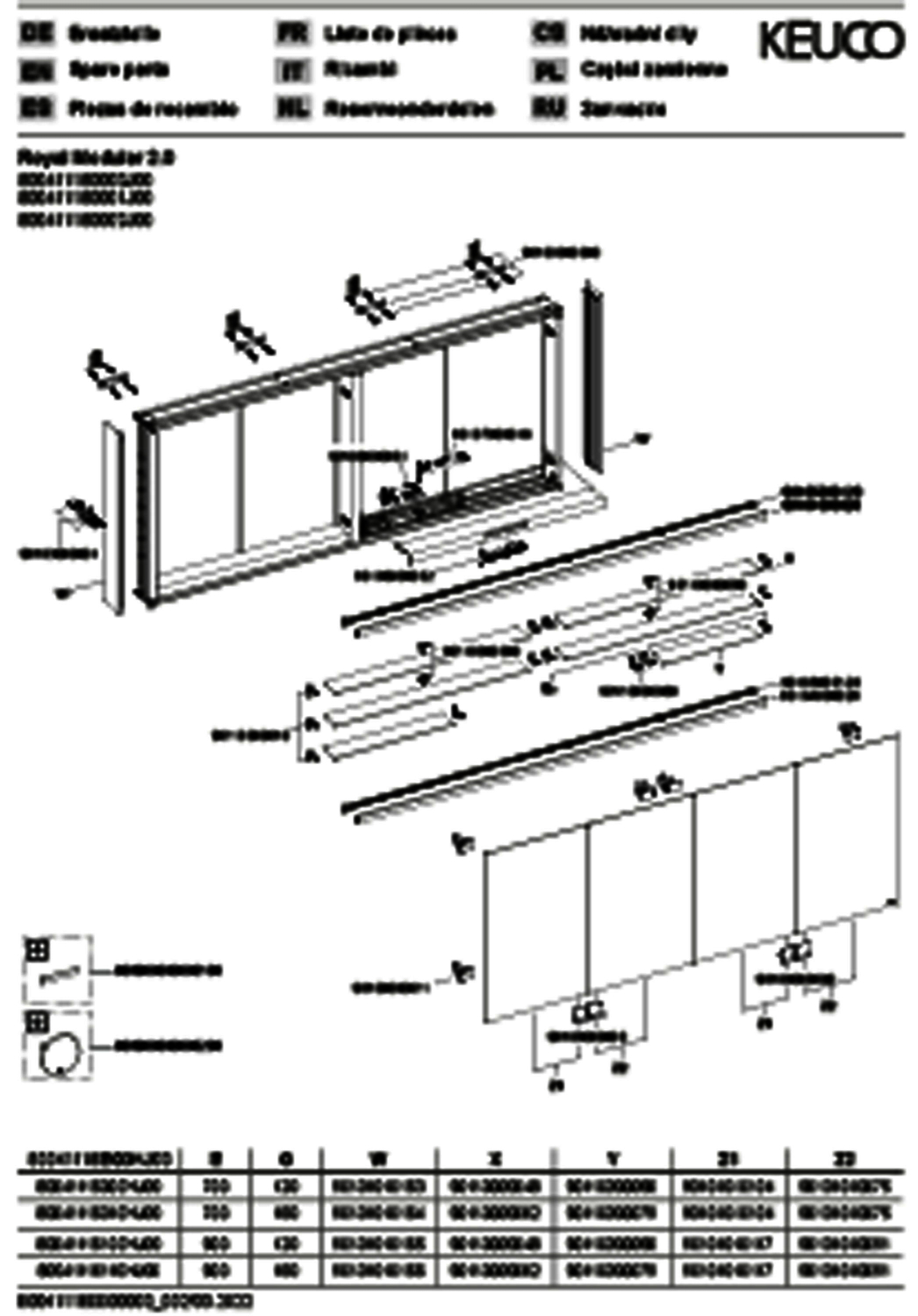KEUCO Royal Modular 2.0 SPS, bel. 80041, Vorb,4Steckd,sb-elox,1600x900x160mm