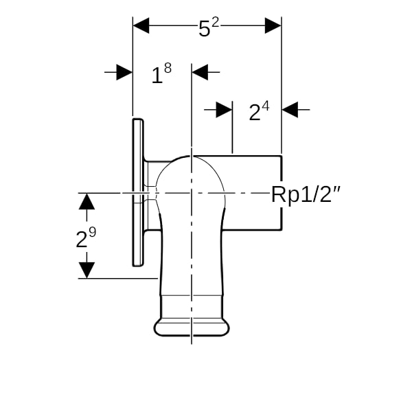 Geberit Mapress Kupfer Doppelanschlusswinkel 90Gr Rg d22-Rp1/2-d22