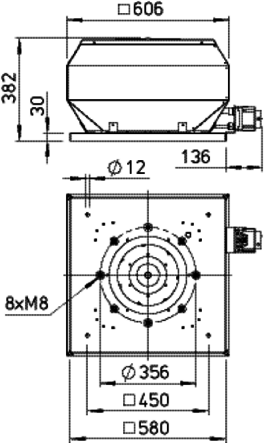 Helios VDD 315/4 Dachventilator vertikal. 3-PH