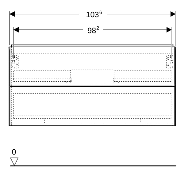 Geberit ONE Unterschrank für WT/-Platte 2 Schubl., 103,6x50,4x47cm, weiß matt