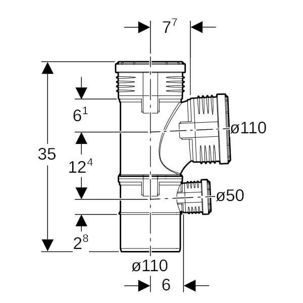Geberit Silent-PP Kombiabzweig 87,5Gr d110/110/50
