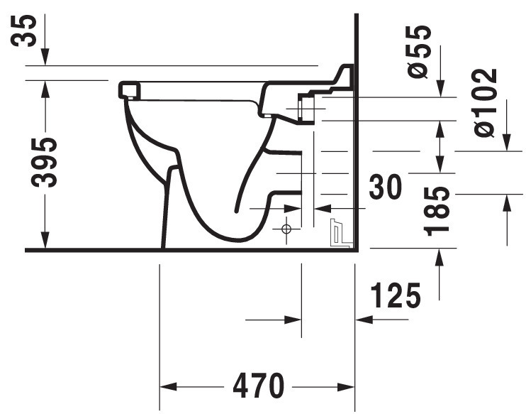 DU Stand-WC Starck 3 560 mm Tiefspüler, Abgang waagrecht, weiß