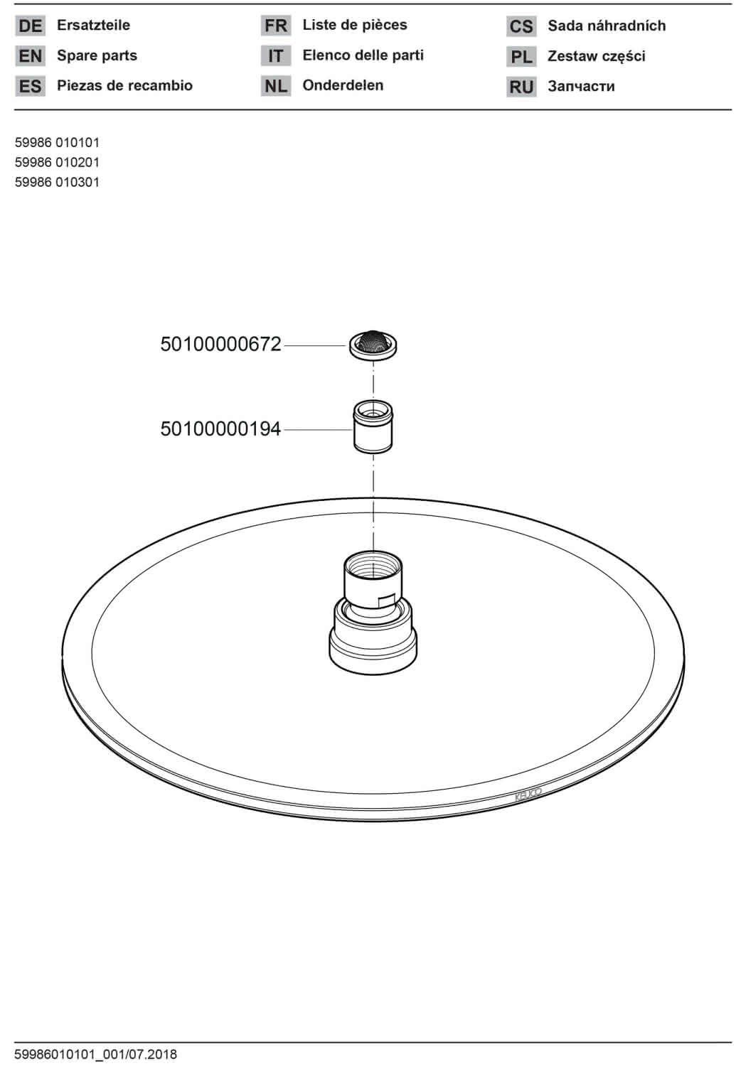KEUCO Kopfbrause Armaturenzub. 59986, rund, 250 mm, Chrom-finish