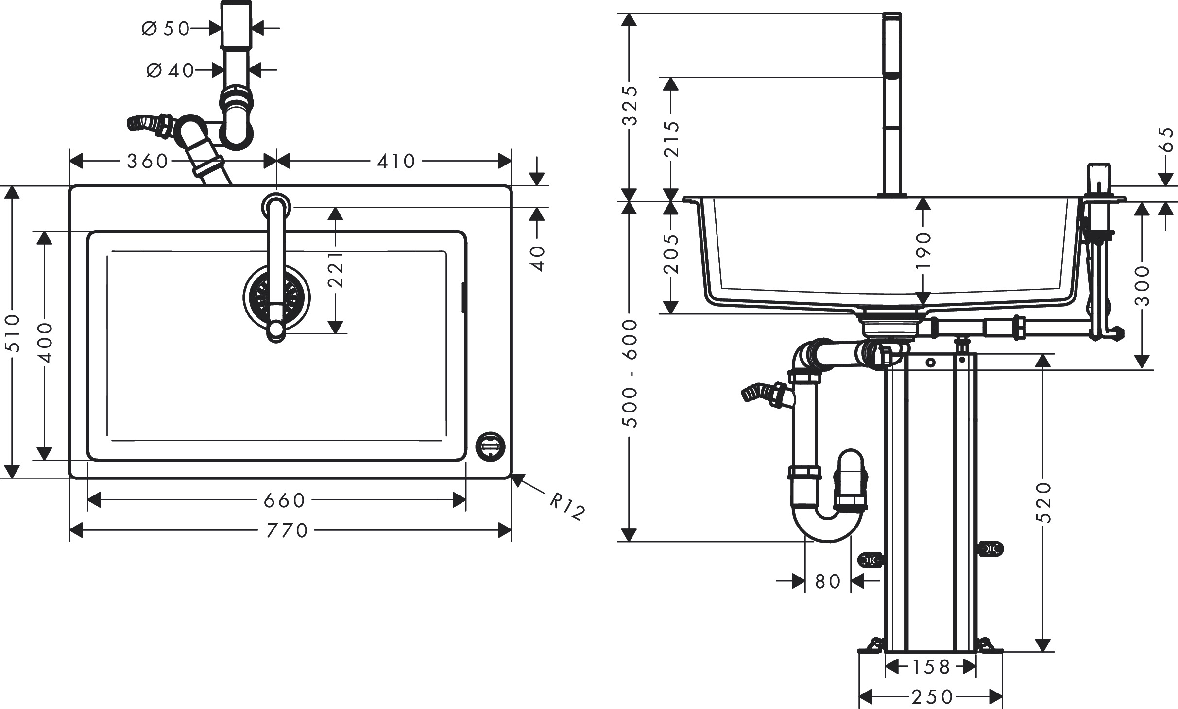 Hansgrohe Select 200 Spülencombi 660 chrom  C51-F660-07
