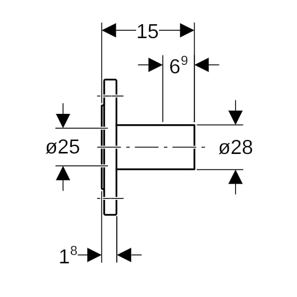Geberit Mapress Edelstahl Flansch PN 10/16 mit Einschubende ( Gas) d28