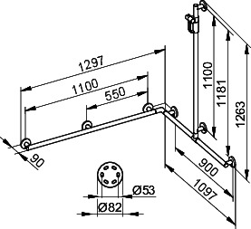 KEUCO Duschhandlauf Plan Care 34915, mit Br.Stg. r/l, verchromt,1297/1097/1263mm
