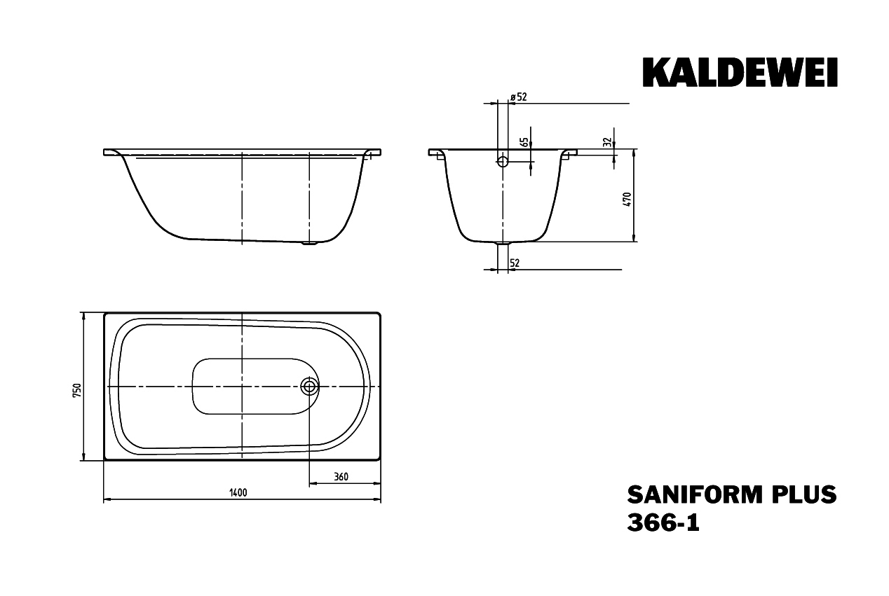 KA BW SANIFORM PLUS Mod.366,1400x750mm, alpinweiß,Perl-Effekt