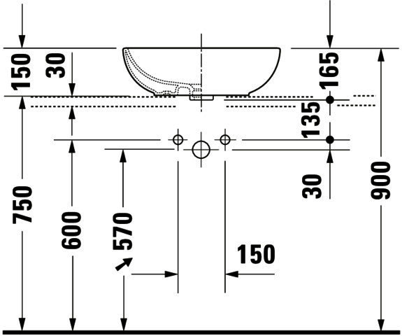 DU ASB Design Classics Foster 495 mm, mit ÜL ohne HLB, weiß