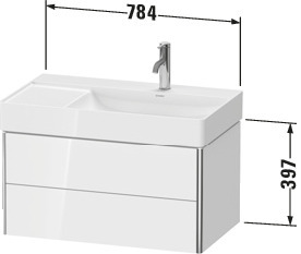 DU WTU XSquare wandhängend,397x784x460mm 2Schubkästen,weiß matt