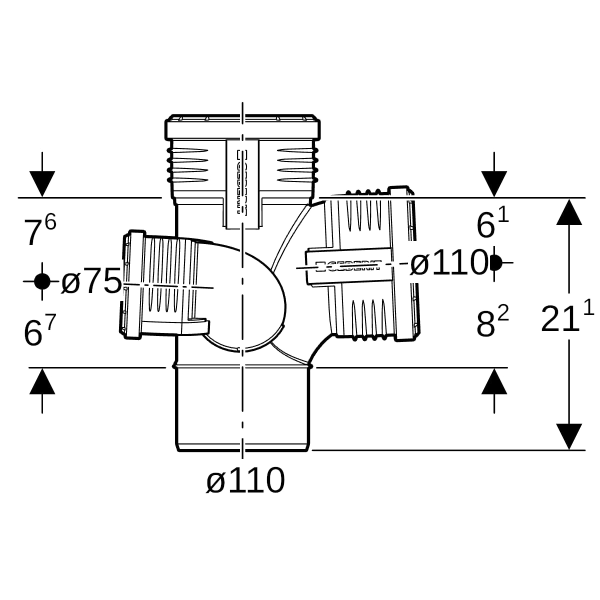 Geberit Silent-PP Schachtbogenabzweig 87,5Gr rechts d110/75/110