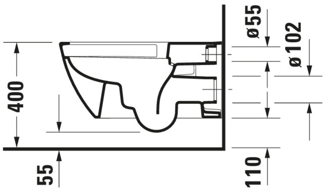 DU Wand-WC Happy D.2 620 mm Tiefspüler, rimless, Durafix, weiß