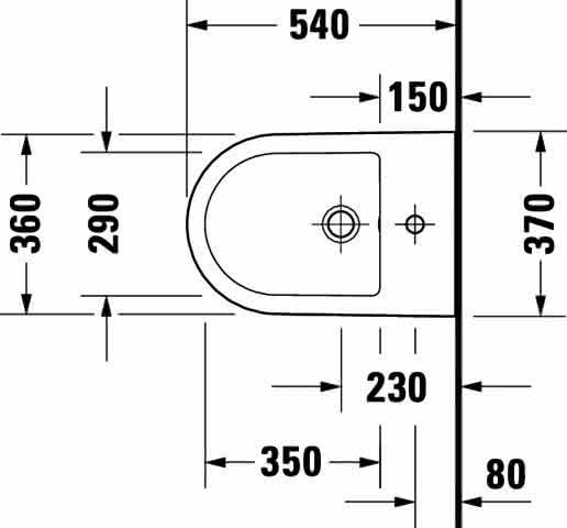 DU Wandbidet D-Neo, 540mm, Weiß mit ÜL, mit HLB, 1 HL,Durafix inkl.