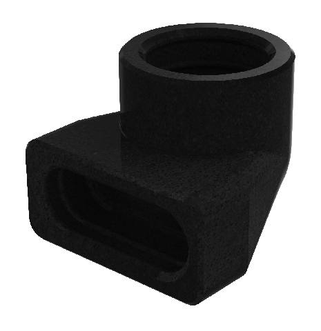 ZE Übergangsbogen ComfoFit Therm DN90-flat 51, 90Gr, schw, EPP, m. Dicht.